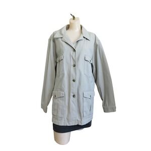 Eddie Bauer Womens Field Utility Jacket Beige Cotton Button Up Barn Chore XL